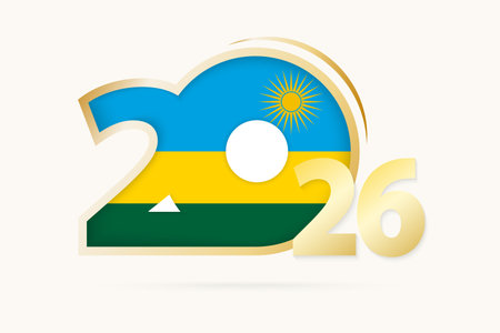 Year 2026 with Rwanda Flag pattern. Vector Illustration.のイラスト素材