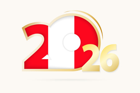 Year 2026 with Peru Flag pattern. Vector Illustration.のイラスト素材