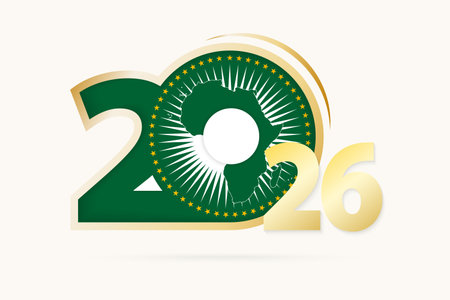 Year 2026 with African Union Flag pattern. Vector Illustration.のイラスト素材