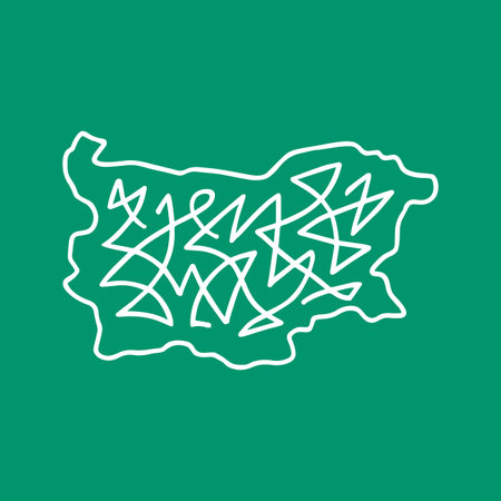 Abstract Scribble Map of Bulgaria. Minimalist vector design for travel, culture, and creative projects.のイラスト素材