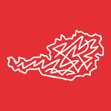 Abstract Scribble Map of Austria. Minimalist vector design for travel, culture, and creative projects.のイラスト素材