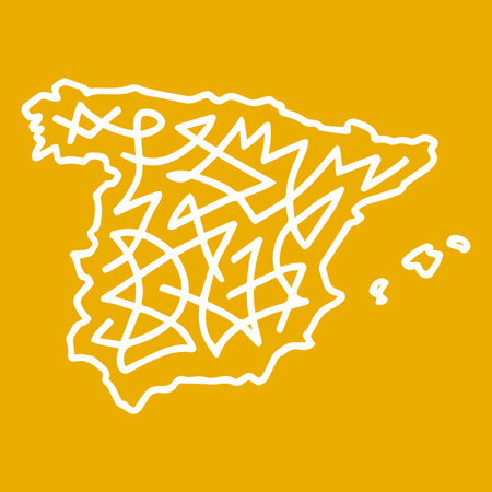 Abstract Scribble Map of Spain. Minimalist vector design for travel, culture, and creative projects.のイラスト素材