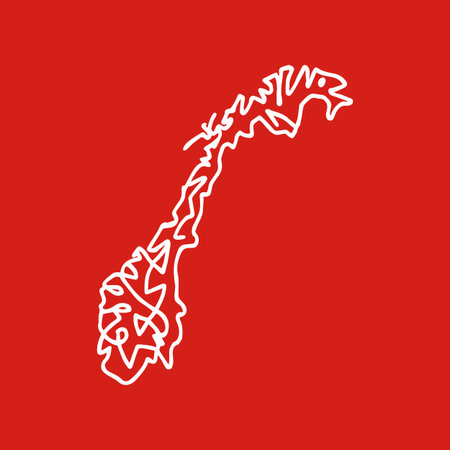 Abstract Scribble Map of Norway. Minimalist vector design for travel, culture, and creative projects.のイラスト素材