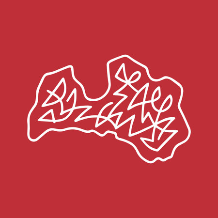 Abstract Scribble Map of Latvia. Minimalist vector design for travel, culture, and creative projects.のイラスト素材