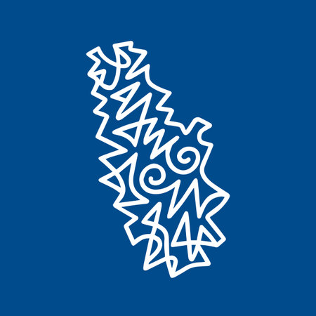 Abstract Scribble Map of Serbia. Minimalist vector design for travel, culture, and creative projects.のイラスト素材