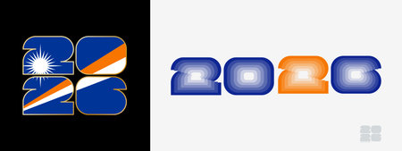 Year 2026 with flag of Marshall Islands and in color palate of Marshall Islands flag. Happy New Year...