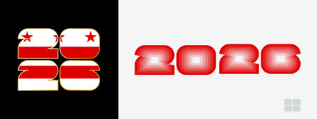 Year 2026 with flag of District of Columbia and in color palate of District of Columbia flag. Happy...