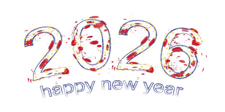 2026 Year in grunge style. Holiday grunge vector illustration.