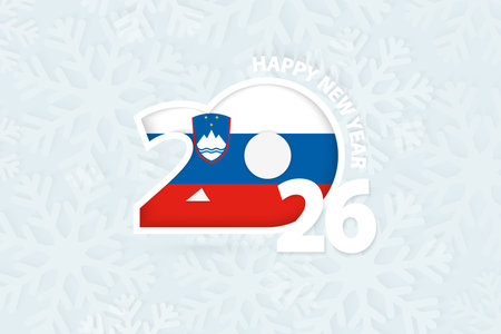 New Year 2026 for Slovenia on snowflake background. Greeting Slovenia with new 2026 year.のイラスト素材