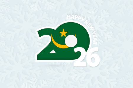New Year 2026 for Mauritania on snowflake background. Greeting Mauritania with new 2026 year.のイラスト素材