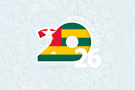 New Year 2026 for Togo on snowflake background. Greeting Togo with new 2026 year.のイラスト素材