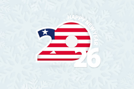 New Year 2026 for Liberia on snowflake background. Greeting Liberia with new 2026 year.