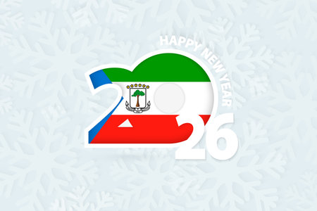 New Year 2026 for Equatorial Guinea on snowflake background. Greeting Equatorial Guinea with new 2026 year.のイラスト素材