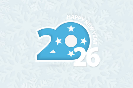 New Year 2026 for Micronesia on snowflake background. Greeting Micronesia with new 2026 year.