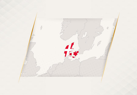 Denmark Country Map Featuring National Flag Colors. Vector illustration.