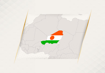 Niger Country Map Featuring National Flag Colors. Vector illustration.