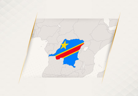 DR Congo Country Map Featuring National Flag Colors. Vector illustration.のイラスト素材