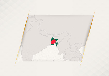 Bangladesh Country Map Featuring National Flag Colors. Vector illustration.のイラスト素材