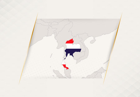 Thailand Country Map Featuring National Flag Colors. Vector illustration.のイラスト素材