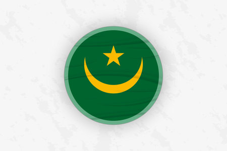 Mauritania Flag Circular Sticker Design, National Pride Decal. Vector illustration.のイラスト素材