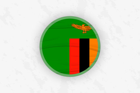 Zambia Flag Circular Sticker Design, National Pride Decal. Vector illustration.のイラスト素材