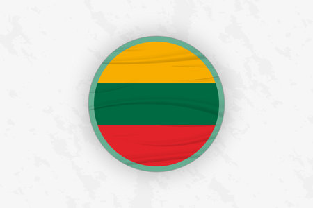 Lithuania Flag Circular Sticker Design, National Pride Decal. Vector illustration.のイラスト素材