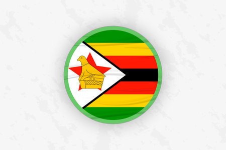 Zimbabwe Flag Circular Sticker Design, National Pride Decal. Vector illustration.のイラスト素材
