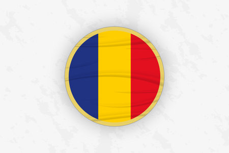 Romania Flag Circular Sticker Design, National Pride Decal. Vector illustration.のイラスト素材