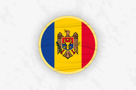 Moldova Flag Circular Sticker Design, National Pride Decal. Vector illustration.のイラスト素材