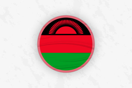Malawi Flag Circular Sticker Design, National Pride Decal. Vector illustration.のイラスト素材