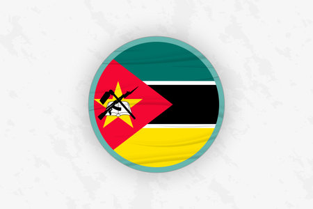 Mozambique Flag Circular Sticker Design, National Pride Decal. Vector illustration.のイラスト素材