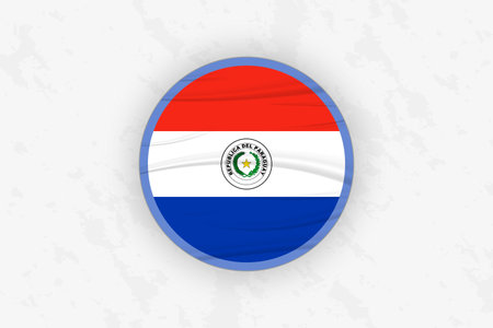 Paraguay Flag Circular Sticker Design, National Pride Decal. Vector illustration.のイラスト素材
