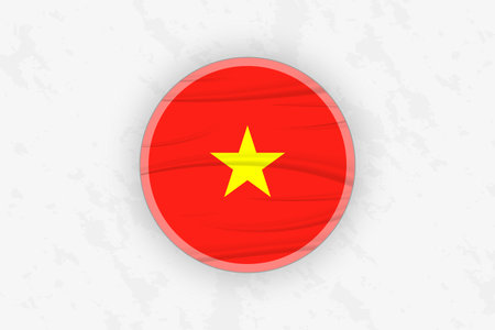 Vietnam Flag Circular Sticker Design, National Pride Decal. Vector illustration.のイラスト素材