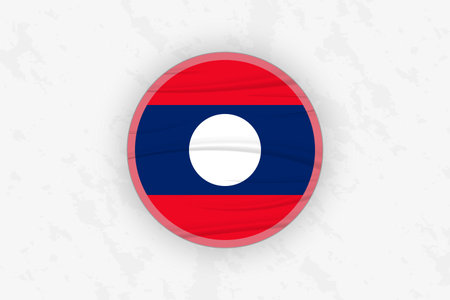Laos Flag Circular Sticker Design, National Pride Decal. Vector illustration.のイラスト素材