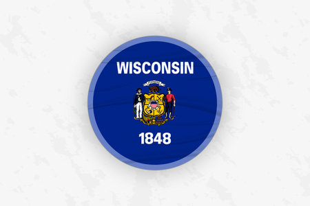 Wisconsin Flag Circular Sticker Design, National Pride Decal. Vector illustration.のイラスト素材