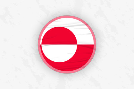 Greenland Flag Circular Sticker Design, National Pride Decal. Vector illustration.のイラスト素材