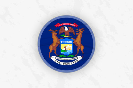 Michigan Flag Circular Sticker Design, National Pride Decal. Vector illustration.のイラスト素材