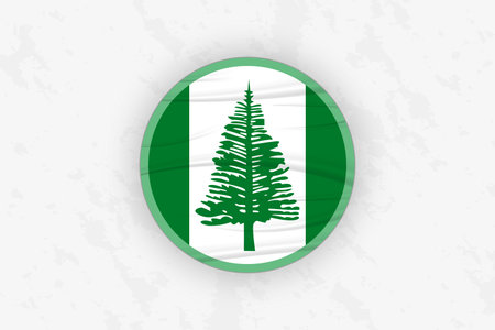 Norfolk Island Flag Circular Sticker Design, National Pride Decal. Vector illustration.のイラスト素材