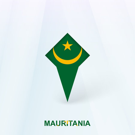 Mauritania Flag Pin Icon with Geometric Design. Vector illustration.のイラスト素材