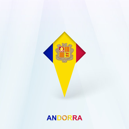 Andorra Flag Pin Icon with Geometric Design. Vector illustration.のイラスト素材