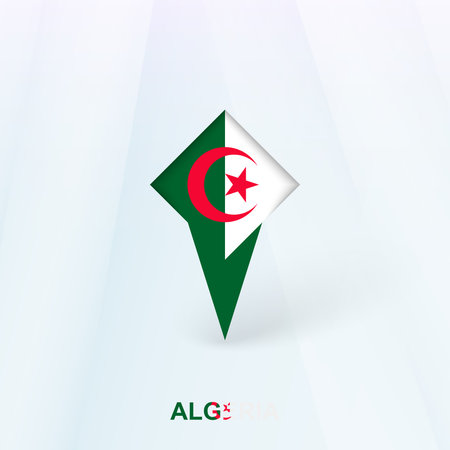 Algeria Flag Pin Icon with Geometric Design. Vector illustration.のイラスト素材