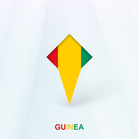 Guinea Flag Pin Icon with Geometric Design. Vector illustration.のイラスト素材