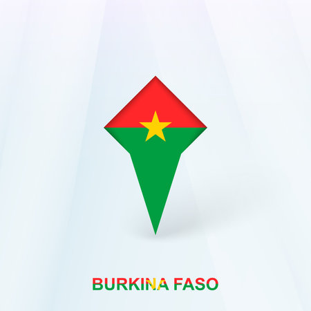 Burkina Faso Flag Pin Icon with Geometric Design. Vector illustration.のイラスト素材
