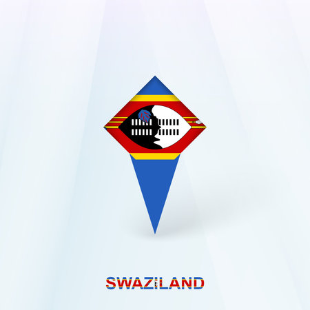 Swaziland Flag Pin Icon with Geometric Design. Vector illustration.のイラスト素材