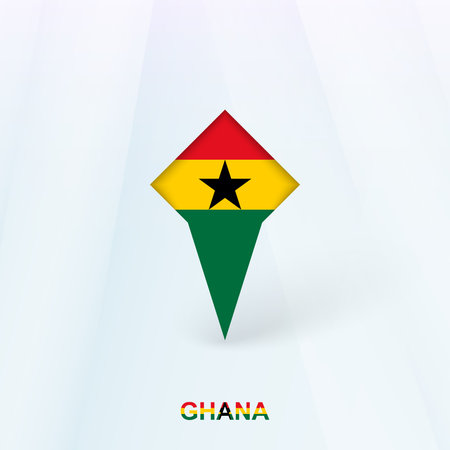 Ghana Flag Pin Icon with Geometric Design. Vector illustration.のイラスト素材