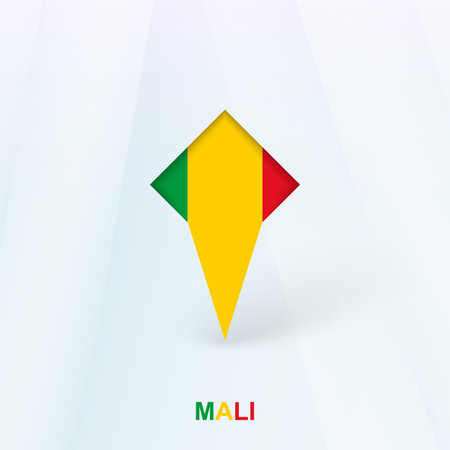 Mali Flag Pin Icon with Geometric Design. Vector illustration.のイラスト素材
