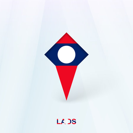 Laos Flag Pin Icon with Geometric Design. Vector illustration.のイラスト素材