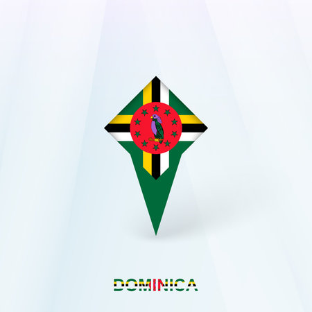 Dominica Flag Pin Icon with Geometric Design. Vector illustration.のイラスト素材