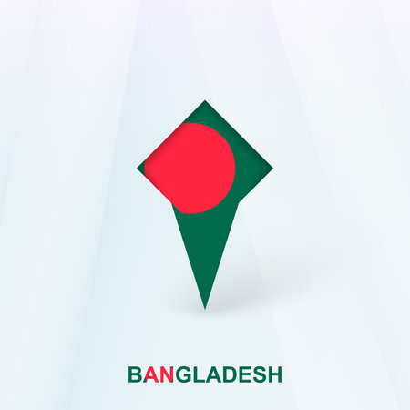 Bangladesh Flag Pin Icon with Geometric Design. Vector illustration.のイラスト素材