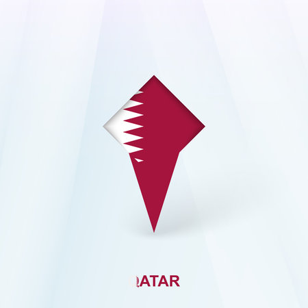 Qatar Flag Pin Icon with Geometric Design. Vector illustration.のイラスト素材